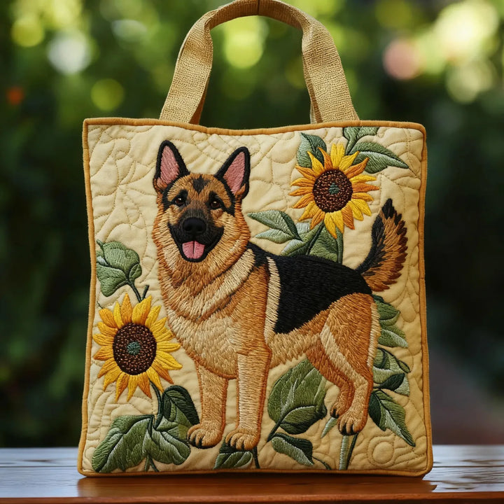 Floral Print German Shepherd Tote Bag