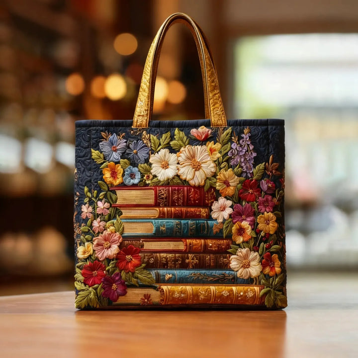 Handmade Tote Bag with Floral Pages