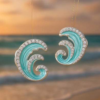 Oceania | Elegant Blue Wave Earrings