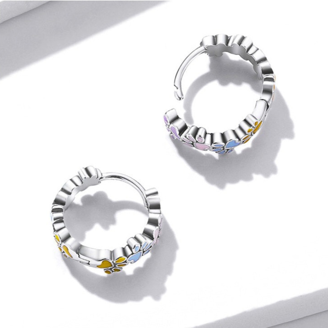 Colorful Round Earrings with Silver Surface