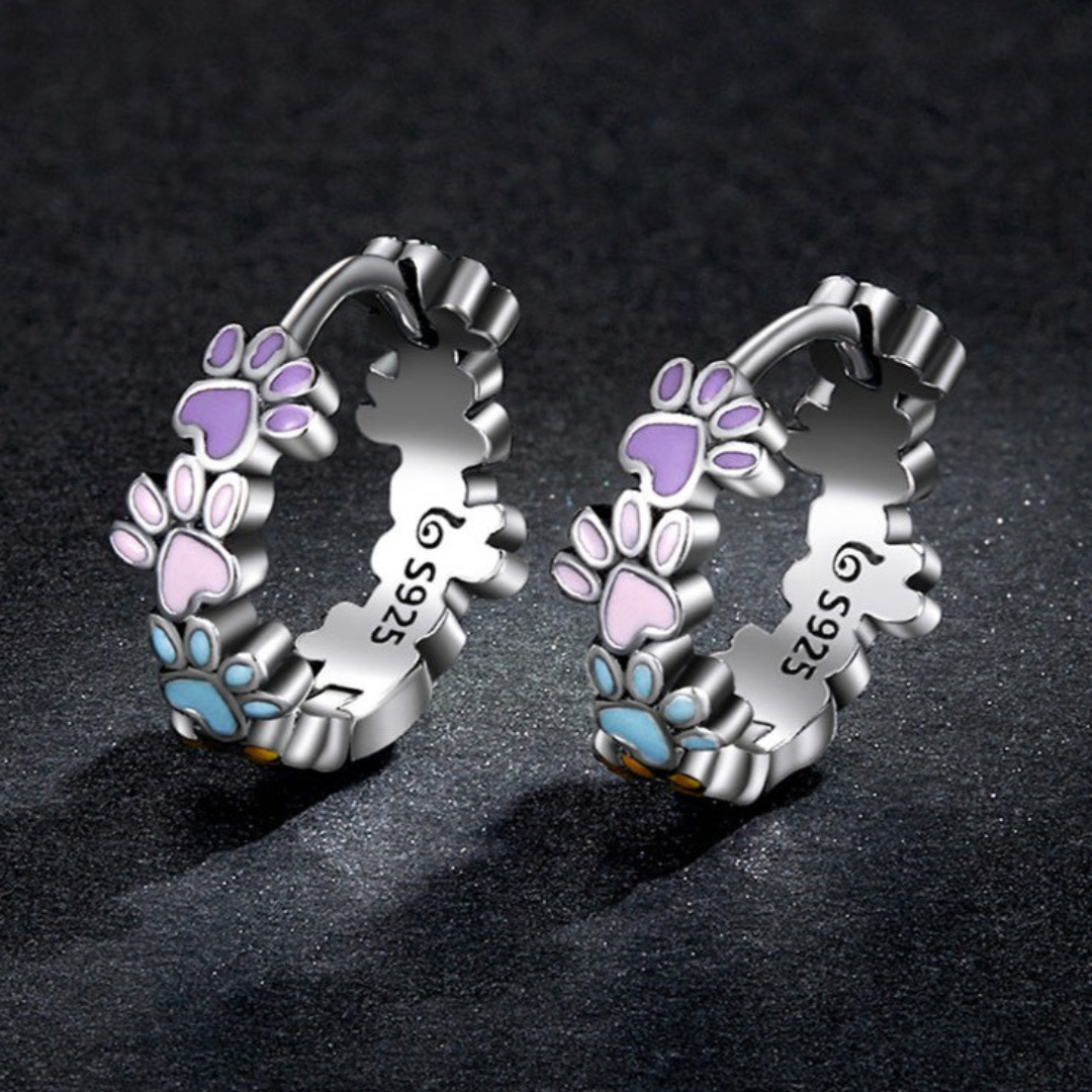 Colorful Round Earrings with Silver Surface