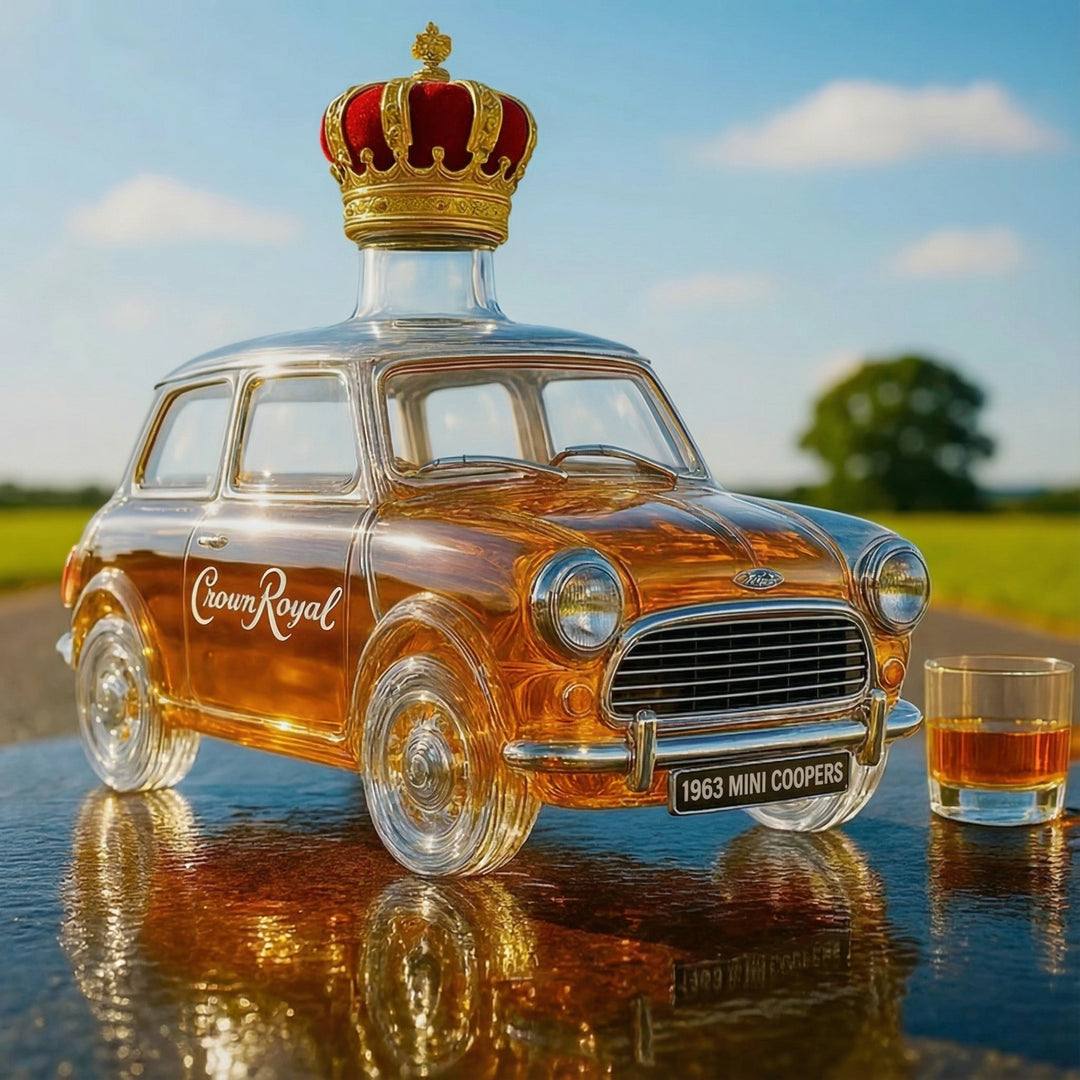 Retro whiskey bottle in the shape of a car