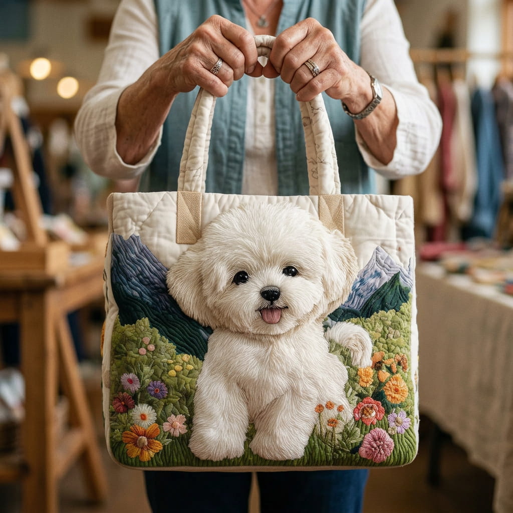 Charming Dog Quilted Tote