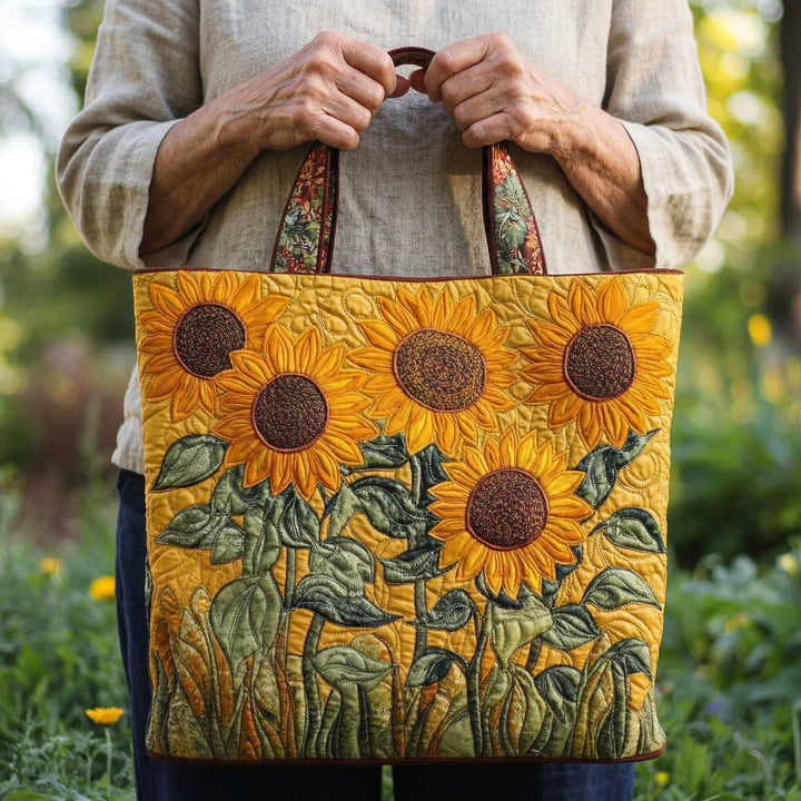 Classic Sunflower Quilted Tote